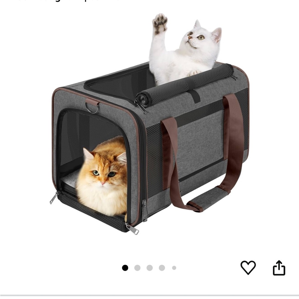 Gray Cat Carrier with Brown Accents